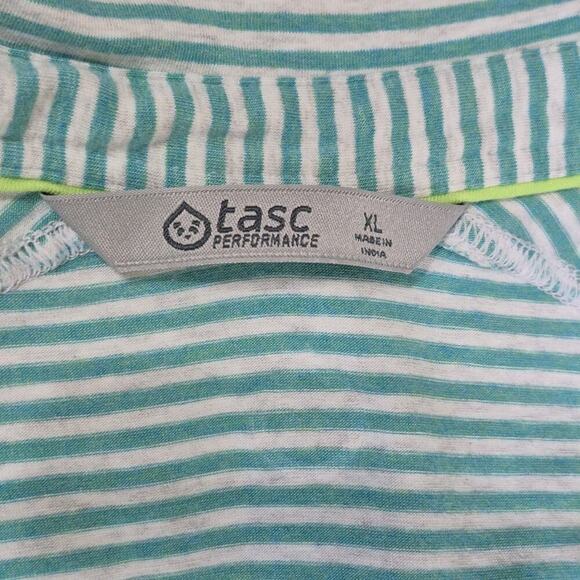 Tasc Performance Polo Shirt Mens XL Green Gray Striped Organic Cotton Preppy - Picture 4 of 9
